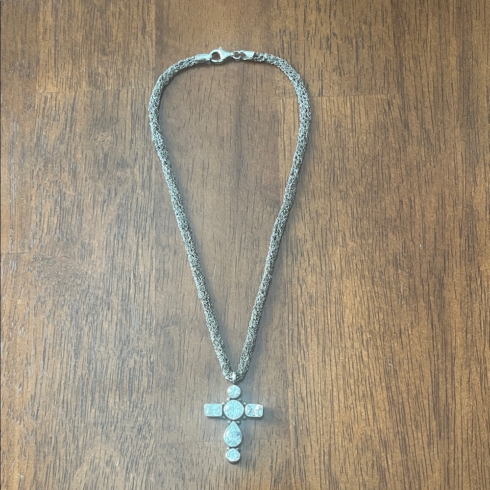 Elegant Silver Cross Pendant Necklace